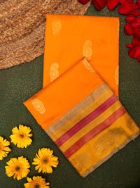 Handwoven Orange Banarasi Katan Silk Saree