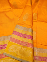 Handwoven Orange Banarasi Katan Silk Saree