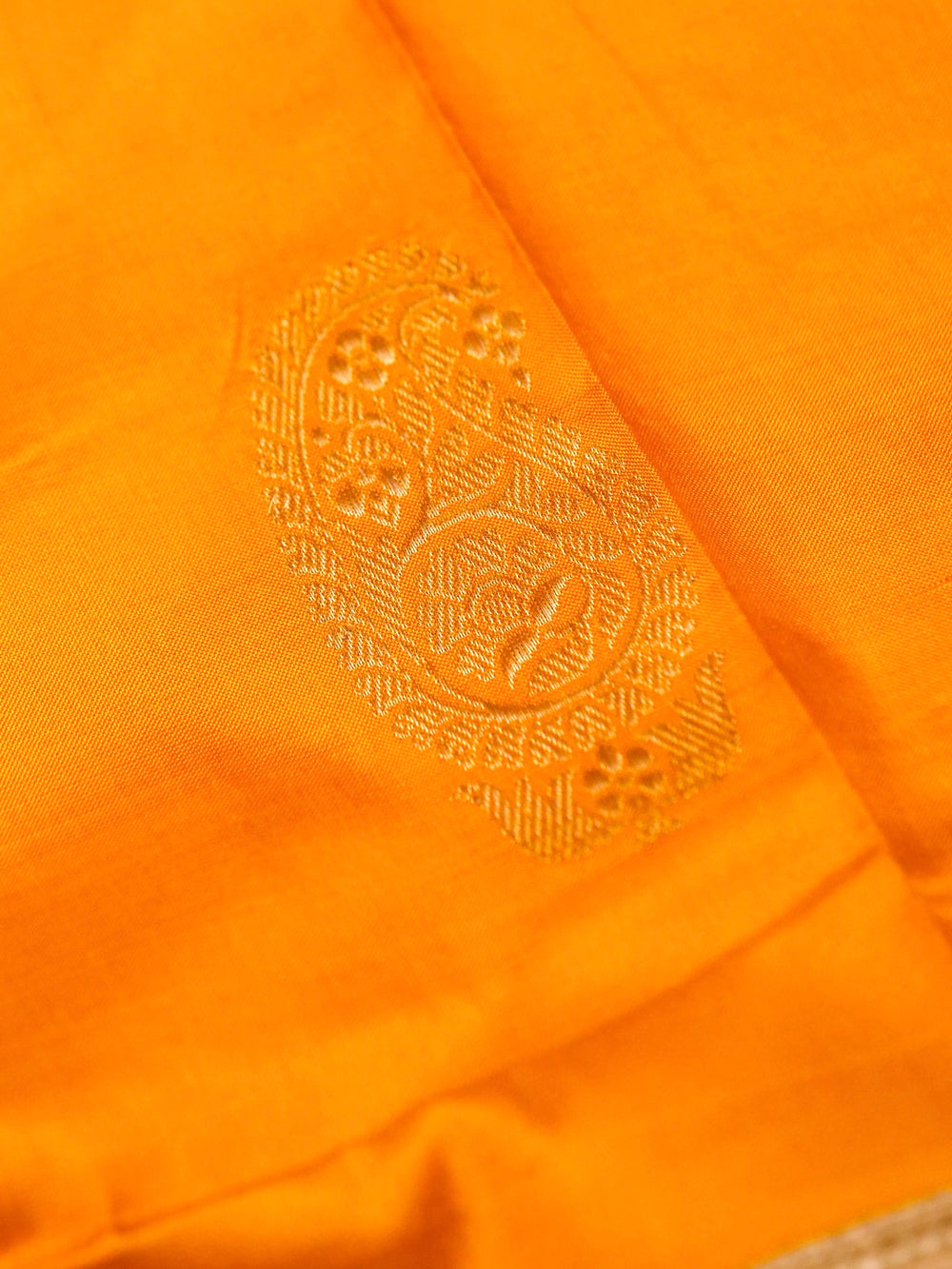 Handwoven Orange Banarasi Katan Silk Saree