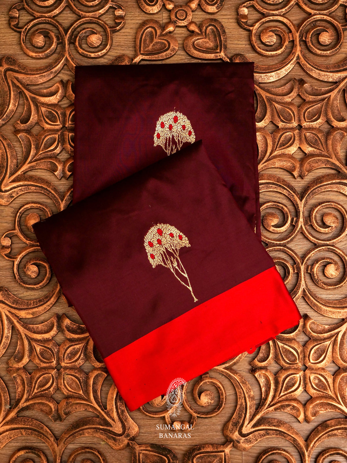 Handwoven Rustic Maroon Katan Silk Saree