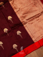 Handwoven Rustic Maroon Katan Silk Saree
