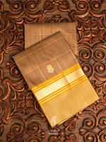 Handwoven Wood Brown Katan Silk Saree