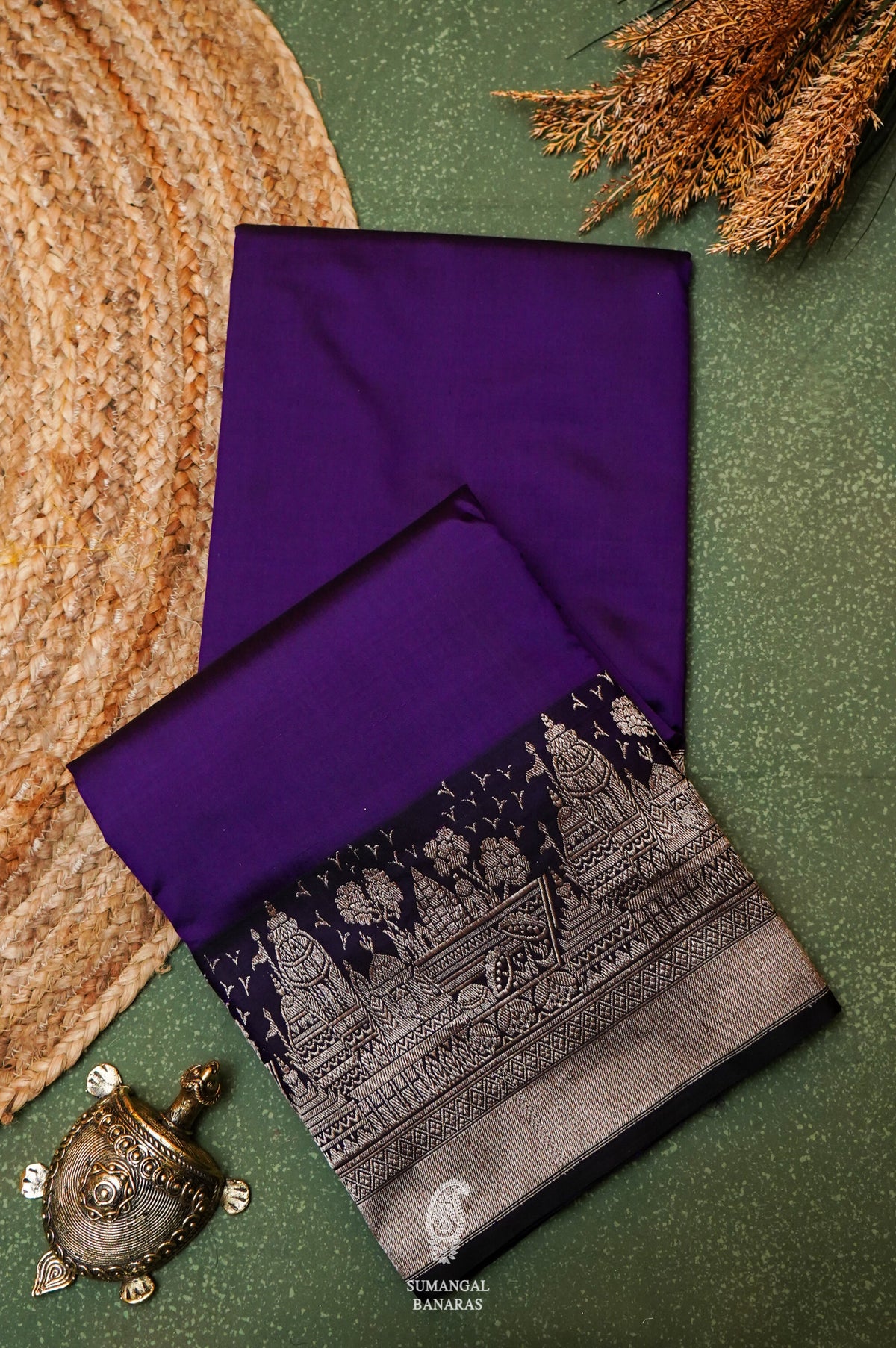 Handwoven Purple Banarasi Katan Silk Saree