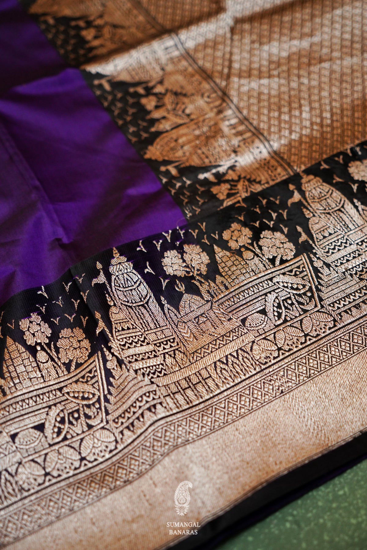 Handwoven Purple Banarasi Katan Silk Saree