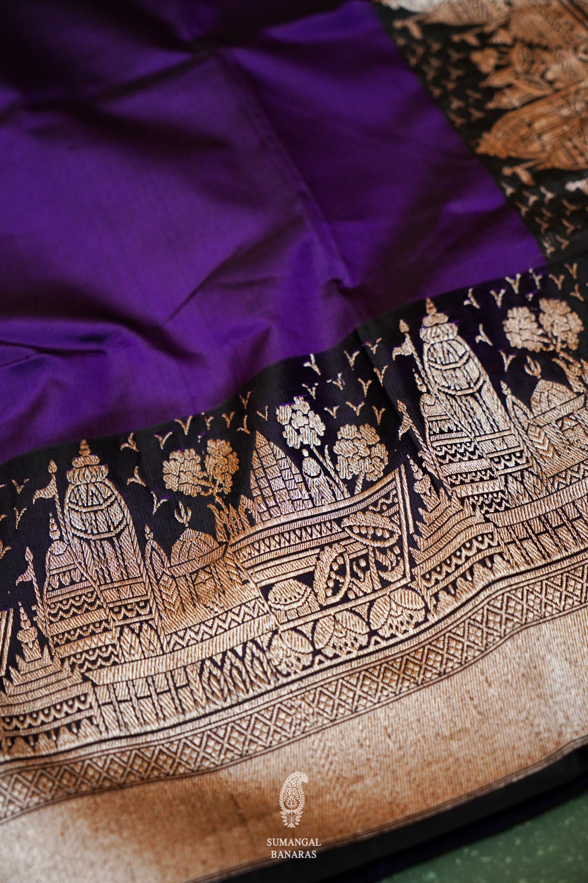 Handwoven Purple Banarasi Katan Silk Saree