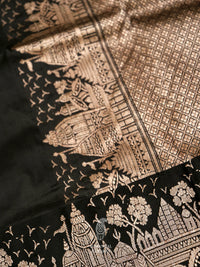 Handwoven Copper Black Katan Silk Saree