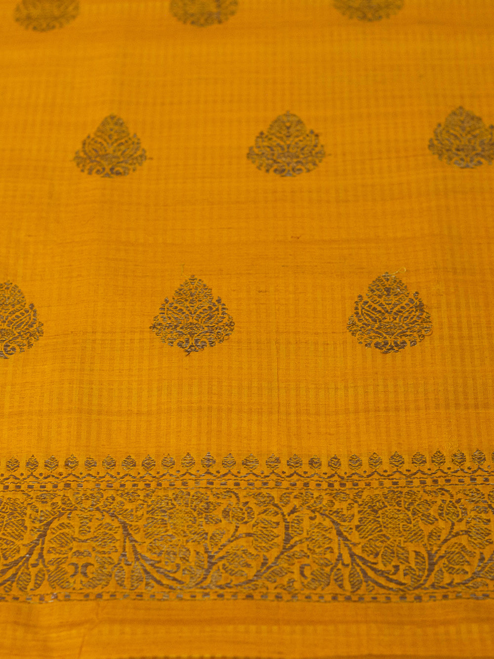Handwoven Mustard Banarasi Tussar Silk Suit