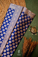 Handwoven Blue Banarasi Katan Silk Saree