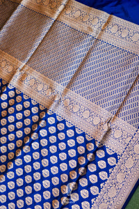 Handwoven Blue Banarasi Katan Silk Saree