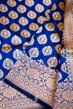 Handwoven Blue Banarasi Katan Silk Saree