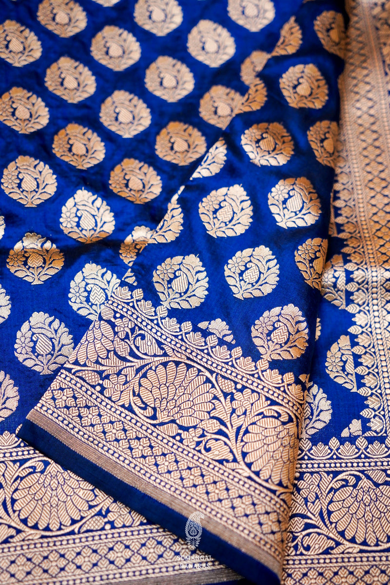 Handwoven Blue Banarasi Katan Silk Saree