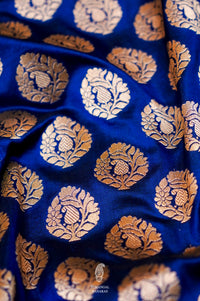 Handwoven Blue Banarasi Katan Silk Saree