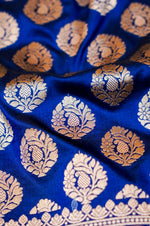 Handwoven Blue Banarasi Katan Silk Saree