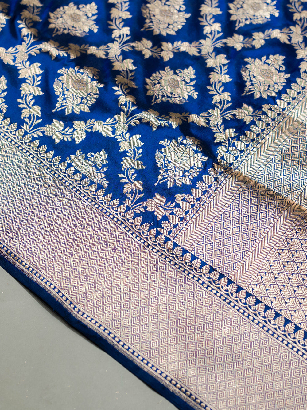 Handwoven Blue Banarasi Katan Silk Saree
