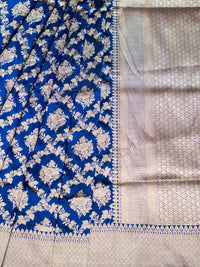Handwoven Blue Banarasi Katan Silk Saree