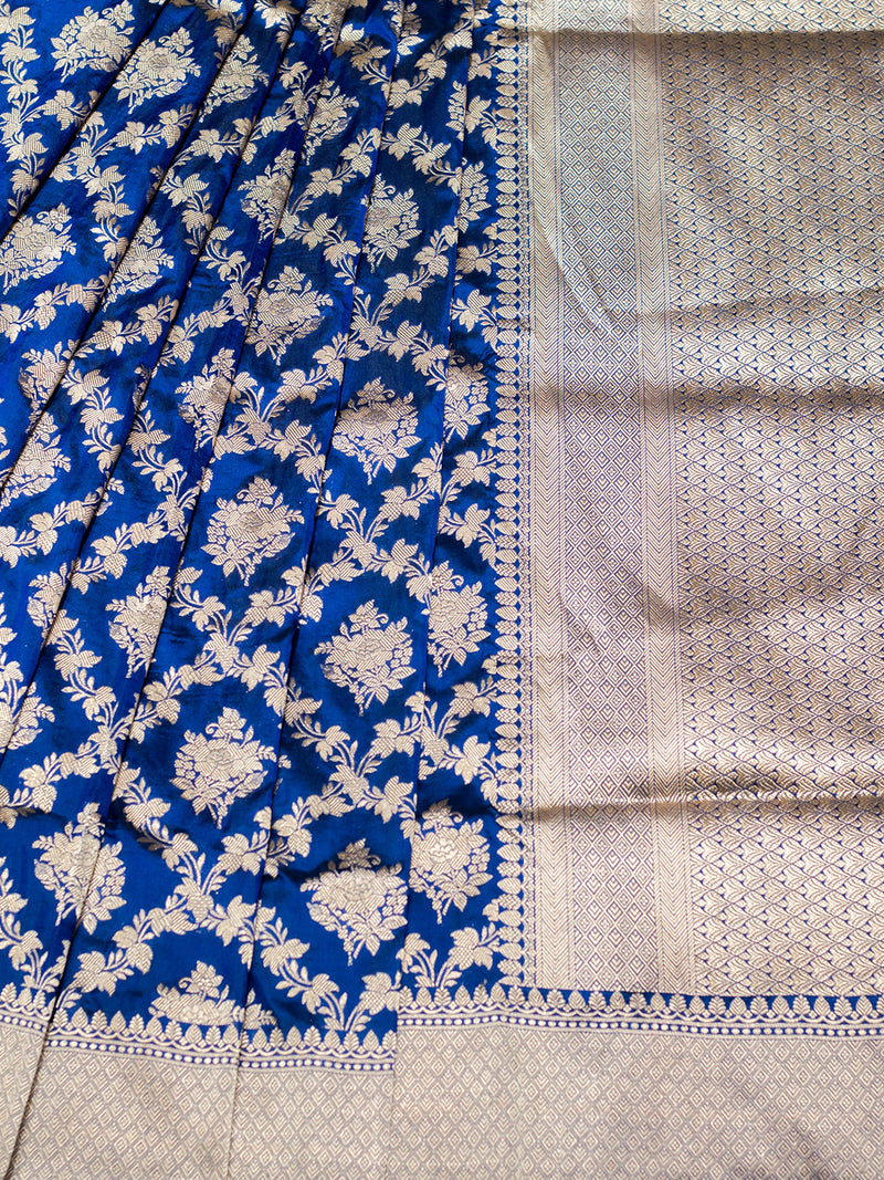 Handwoven Blue Banarasi Katan Silk Saree