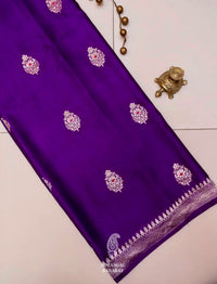 Handwoven Purple Banarasi Mashru Silk Saree