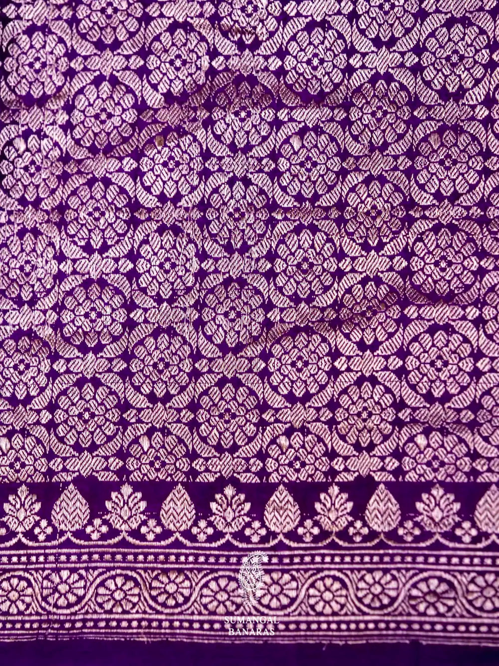 Handwoven Purple Banarasi Mashru Silk Saree