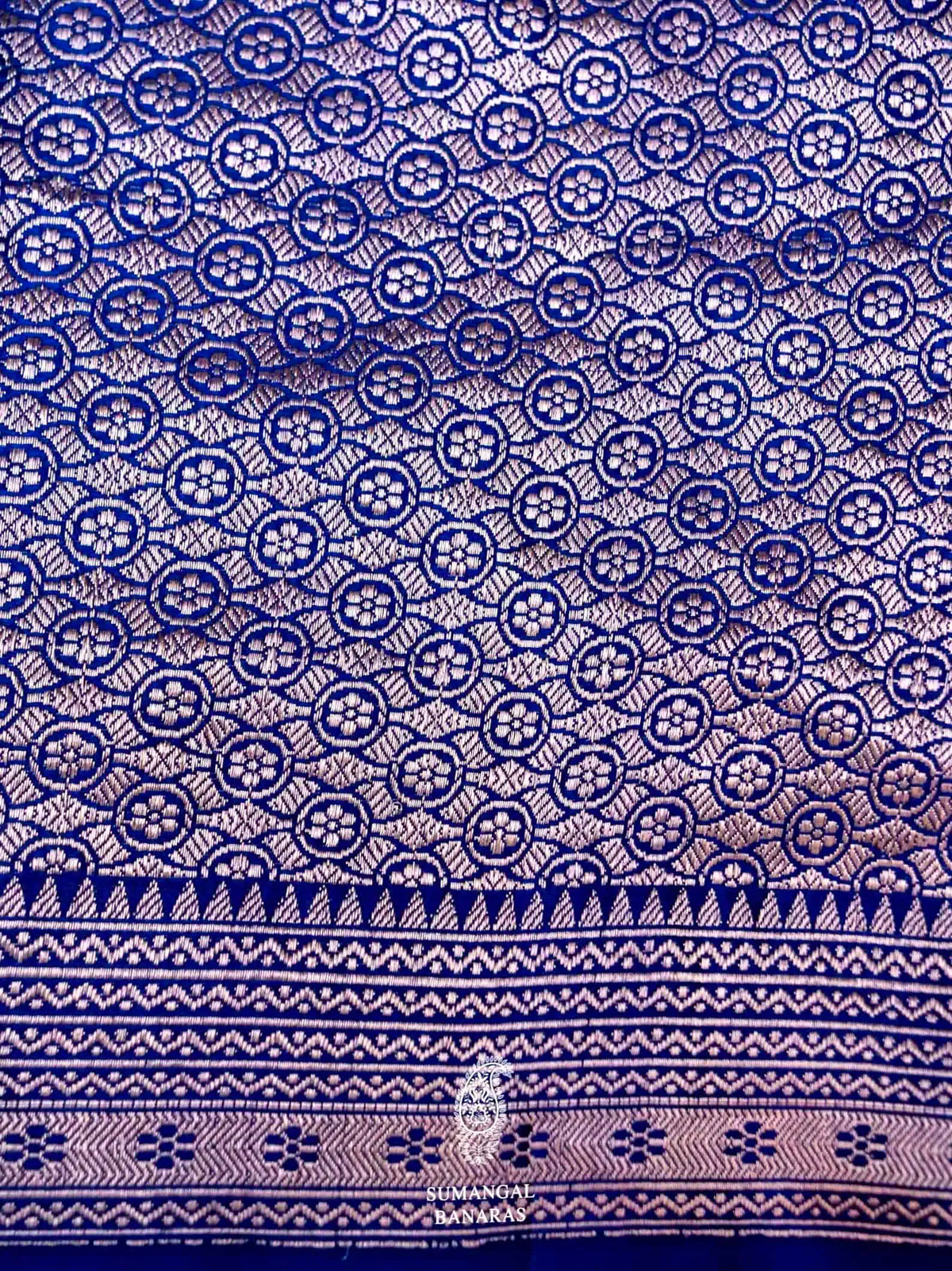 Handwoven Blue Banarasi Mashru Silk Saree