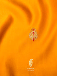 Handwoven Yellow Banarasi Mashru Silk Saree