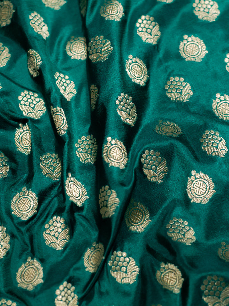 Handwoven Banarasi Green Katan Silk Saree