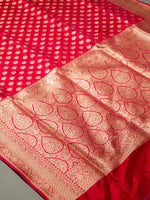 Handwoven Banarasi Red Katan Silk Saree