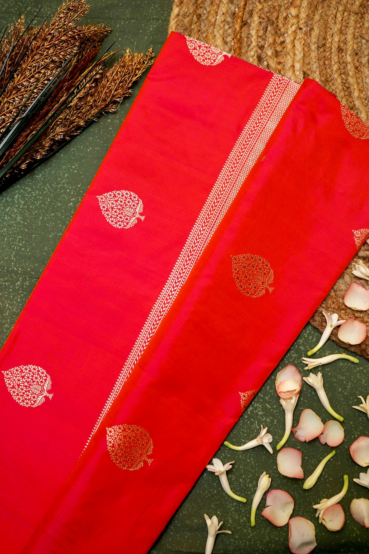 Handwoven Red Banarasi Katan Silk Saree