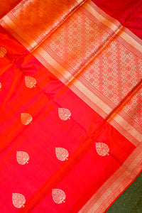 Handwoven Red Banarasi Katan Silk Saree