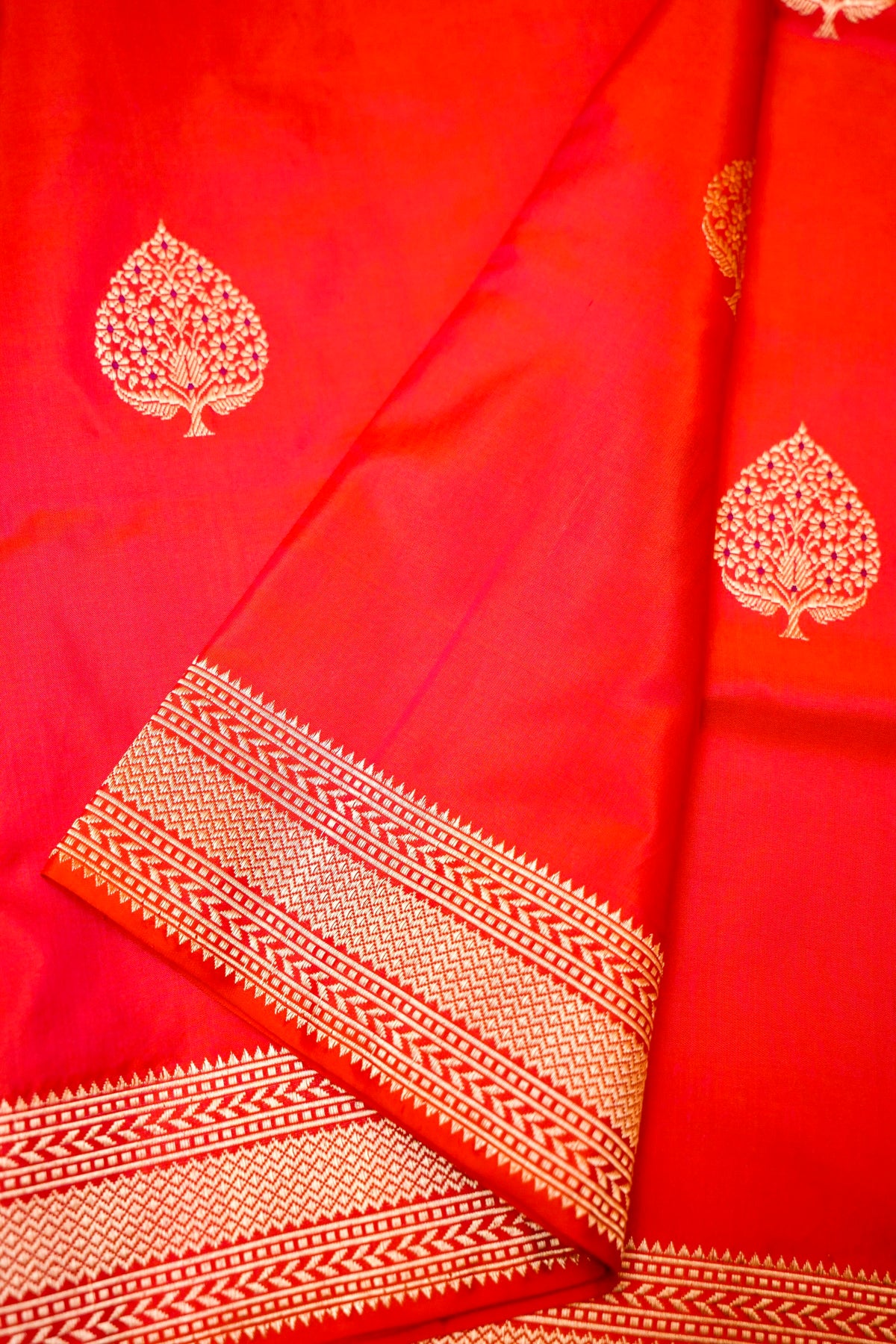 Handwoven Red Banarasi Katan Silk Saree