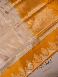 Handwoven Beige Banarasi Tissue Katan Silk Saree
