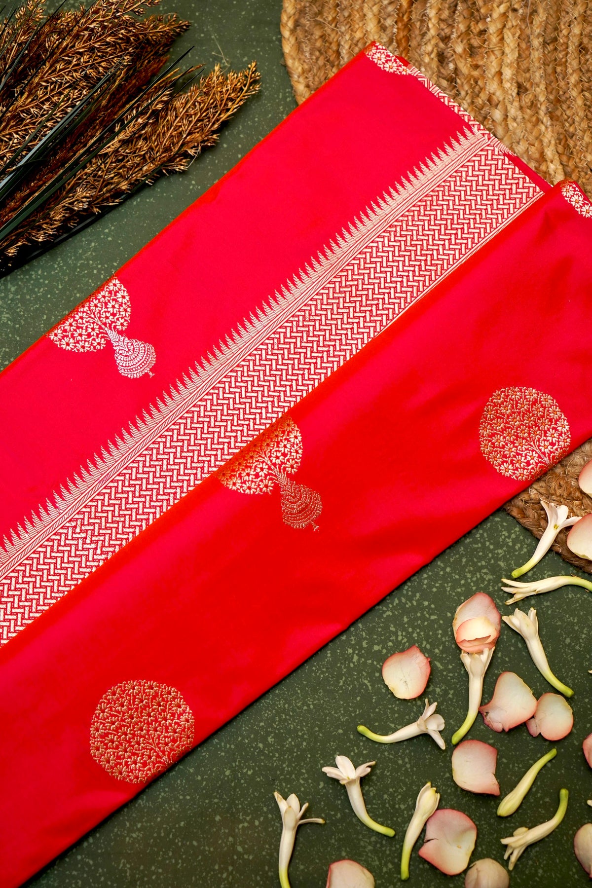 Handwoven Red Banarasi Katan Silk Saree