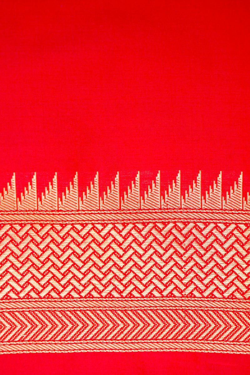 Handwoven Red Banarasi Katan Silk Saree