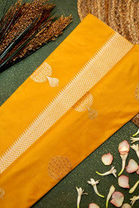 Handwoven Yellow Banarasi Katan Silk Saree