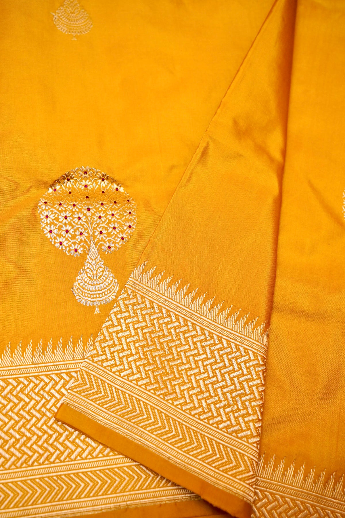 Handwoven Yellow Banarasi Katan Silk Saree