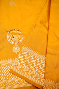 Handwoven Yellow Banarasi Katan Silk Saree