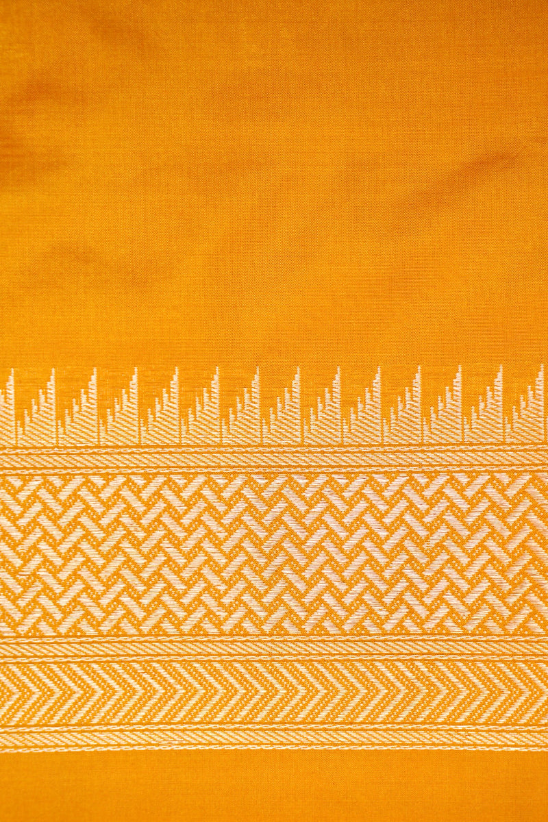 Handwoven Yellow Banarasi Katan Silk Saree