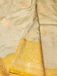 Handwoven Irish Beige Katan Silk Saree