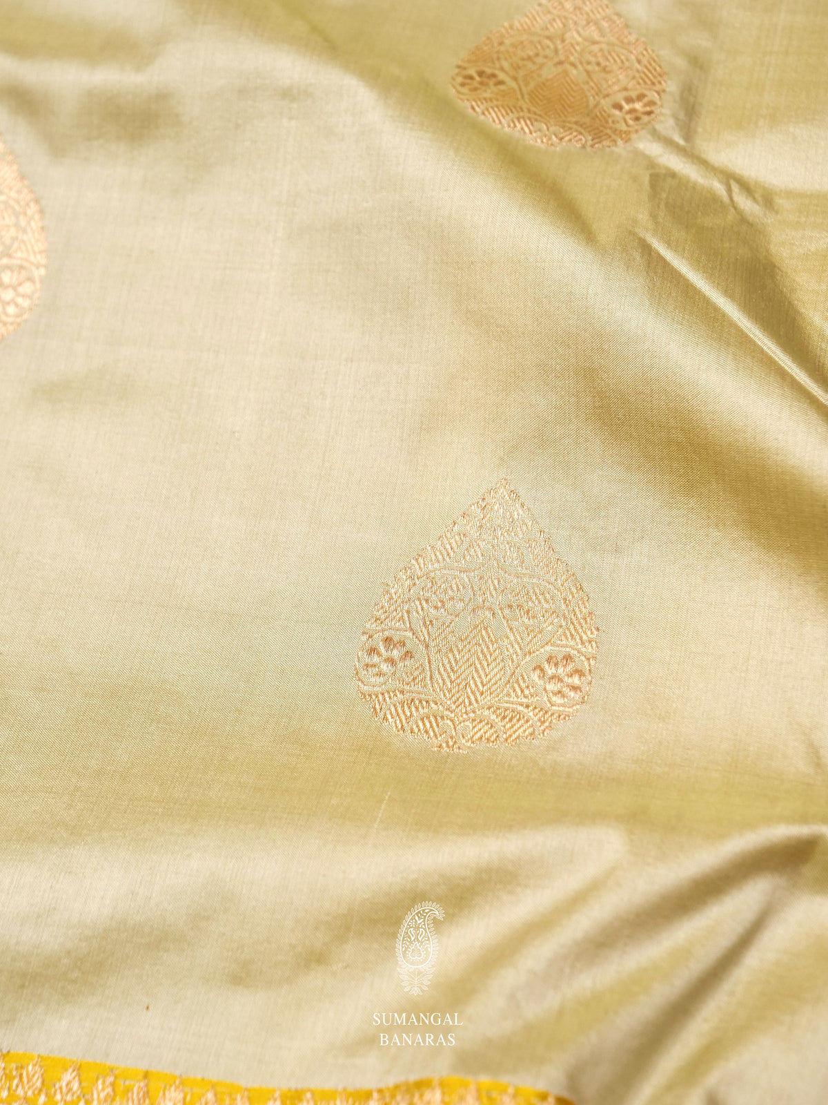Handwoven Irish Beige Katan Silk Saree