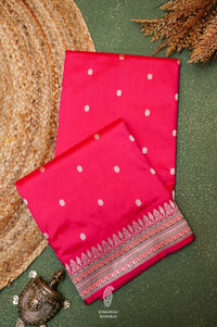 Handwoven Pink Banarasi Katan Silk Saree