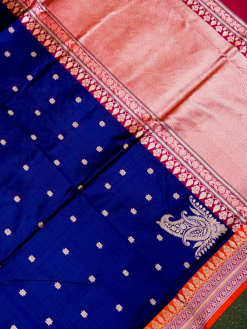 Handwoven Royal Blue Banarasi Katan Silk Saree