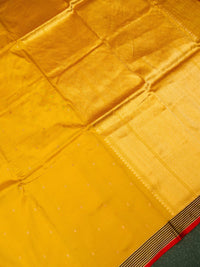 Handwoven Mustard Yellow Banarasi Katan Silk Saree