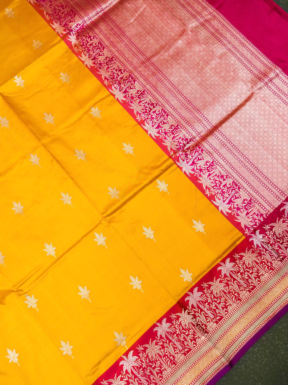 Handwoven Yellow Banarasi Katan Silk Saree