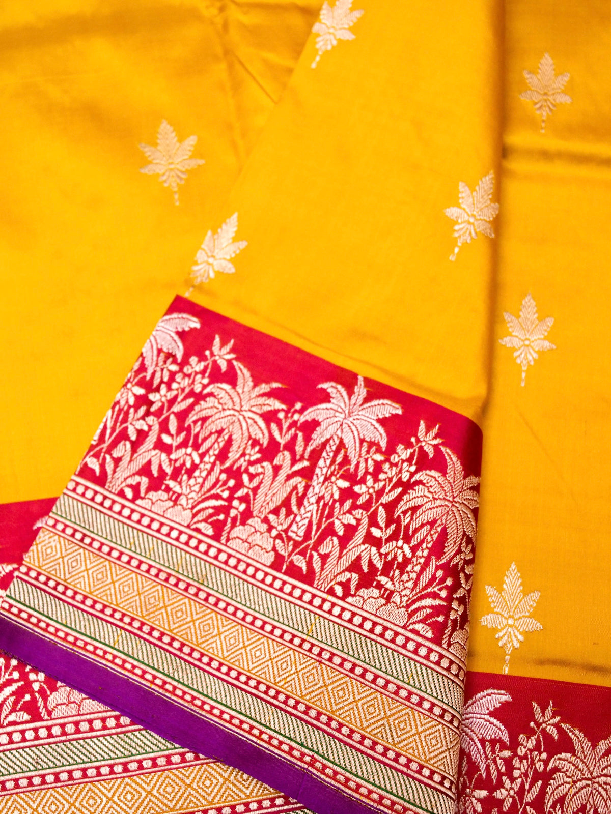 Handwoven Yellow Banarasi Katan Silk Saree