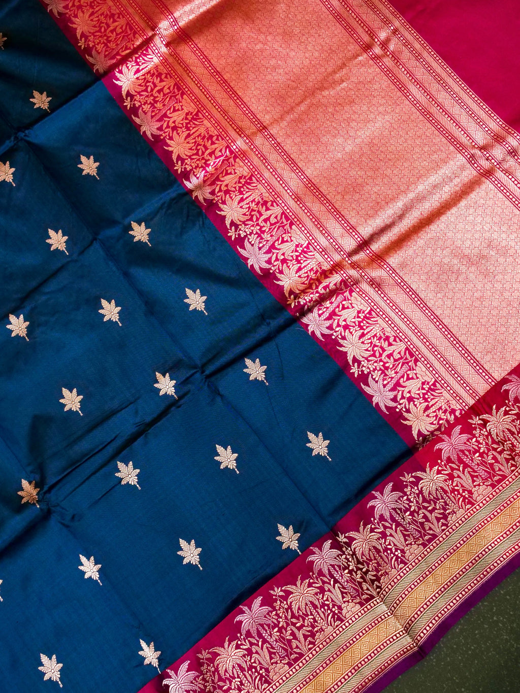 Handwoven Teal Blue Banarasi Katan Silk Saree