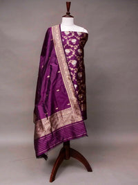 Handwoven Banarasi Purple Katan Silk Suit
