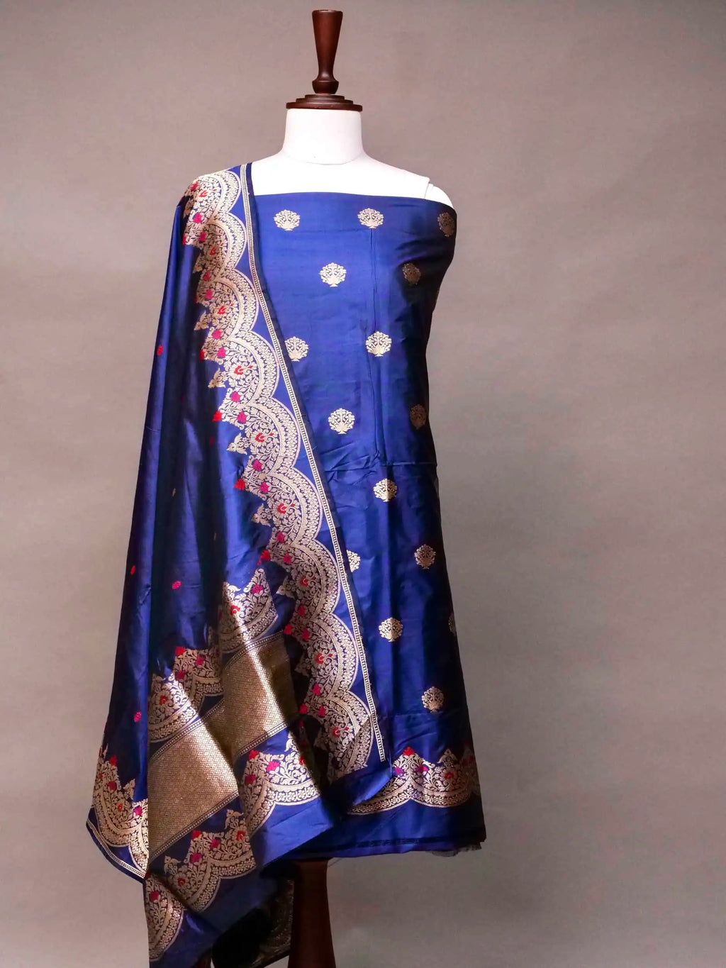 Handwoven Banarasi Sapphire Blue Katan Silk Suit