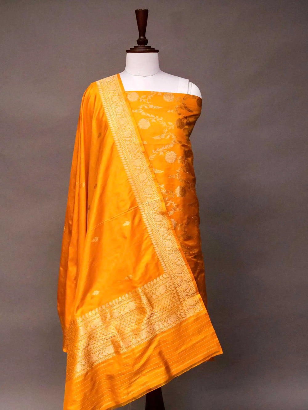 Handwoven Banarasi Mustard Katan Silk Suit