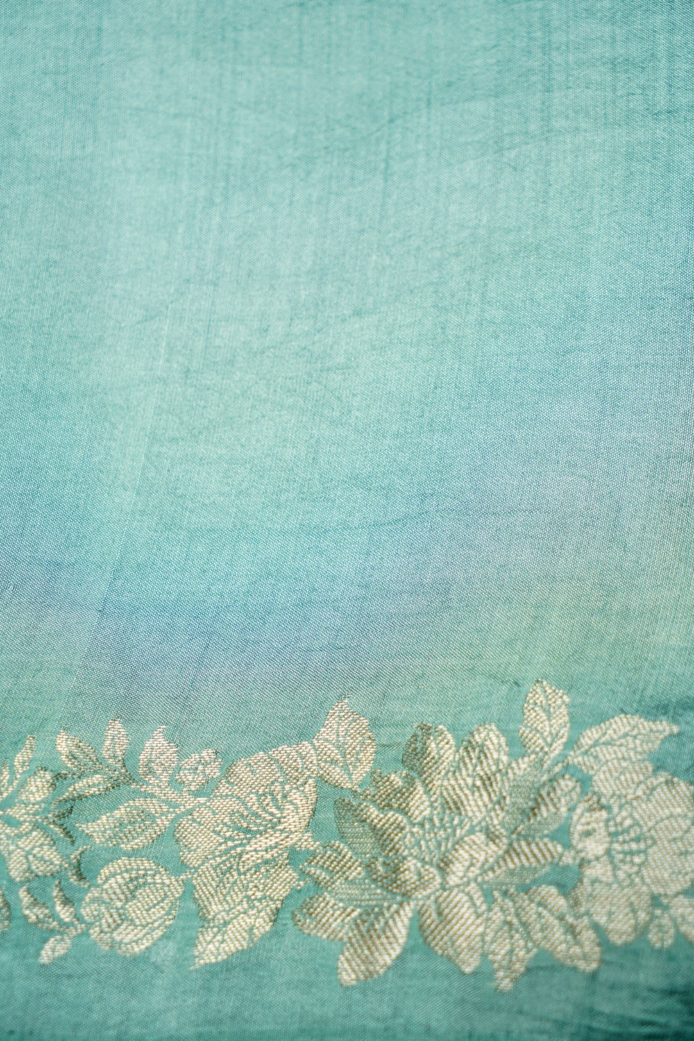Handwoven Sea Green Banarasi Crush Tissue Silk Saree