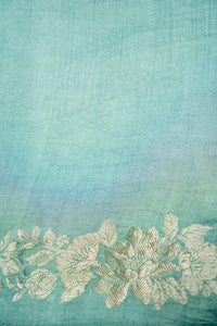 Handwoven Sea Green Banarasi Crush Tissue Silk Saree
