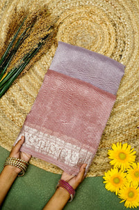 Handwoven Dual Color Banarasi Crush Tissue Silk Saree